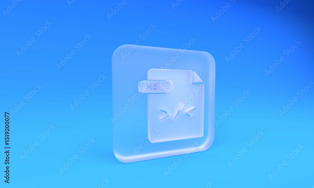 Poster frosted glass xsl file document. download xsl button icon isolated on blue background. excel file sy