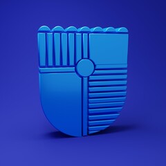 Blue Shield for game icon isolated on blue background. Minimalism concept. 3D render illustration