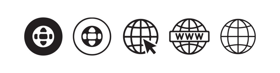 Fototapeta premium Internet Globe Icons with WWW and Click Pointers icon, Victor illustration eps 10