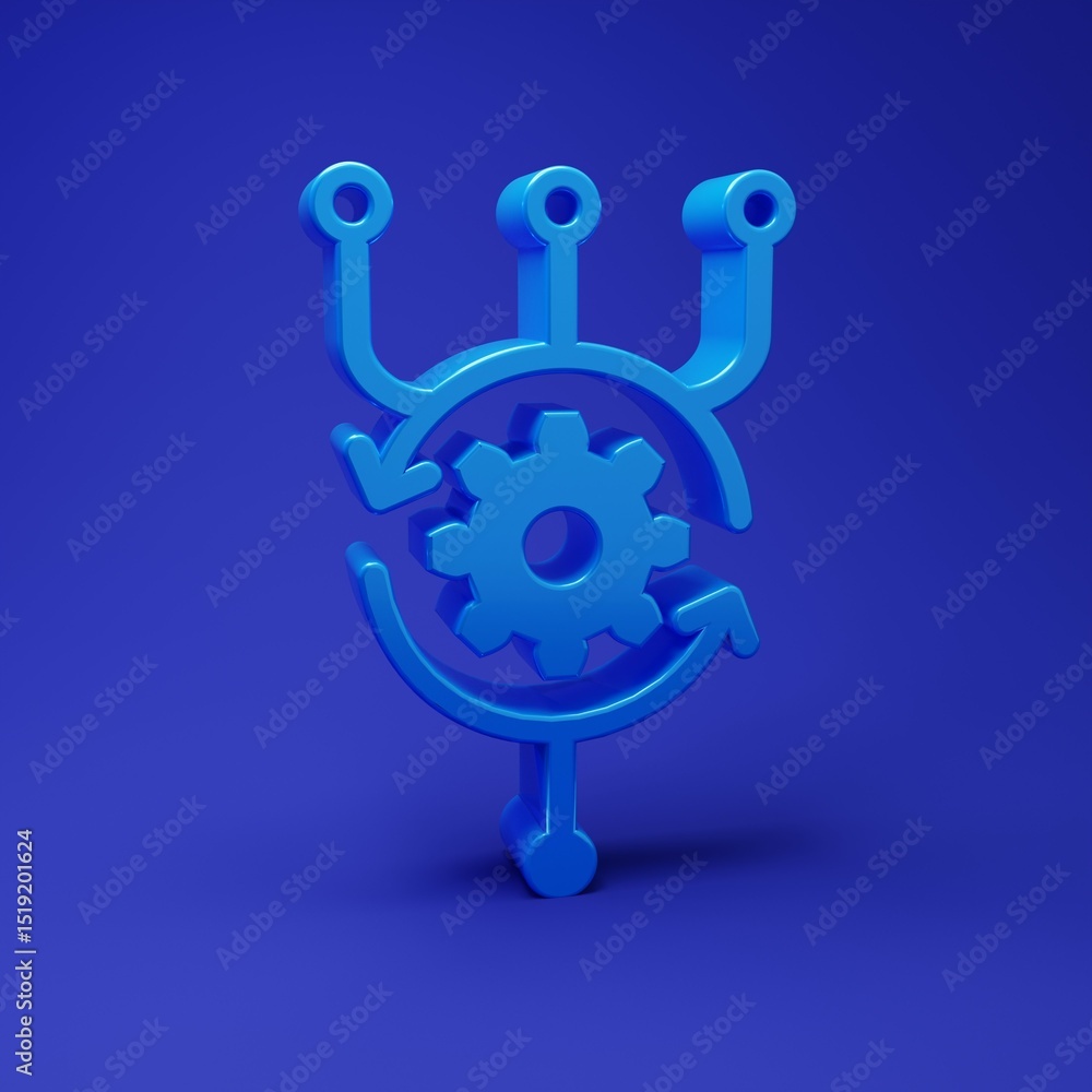 Poster Blue Algorithm icon isolated on blue background. Algorithm symbol design from Artificial Intelligence collection. Minimalism concept. 3D render illustration
