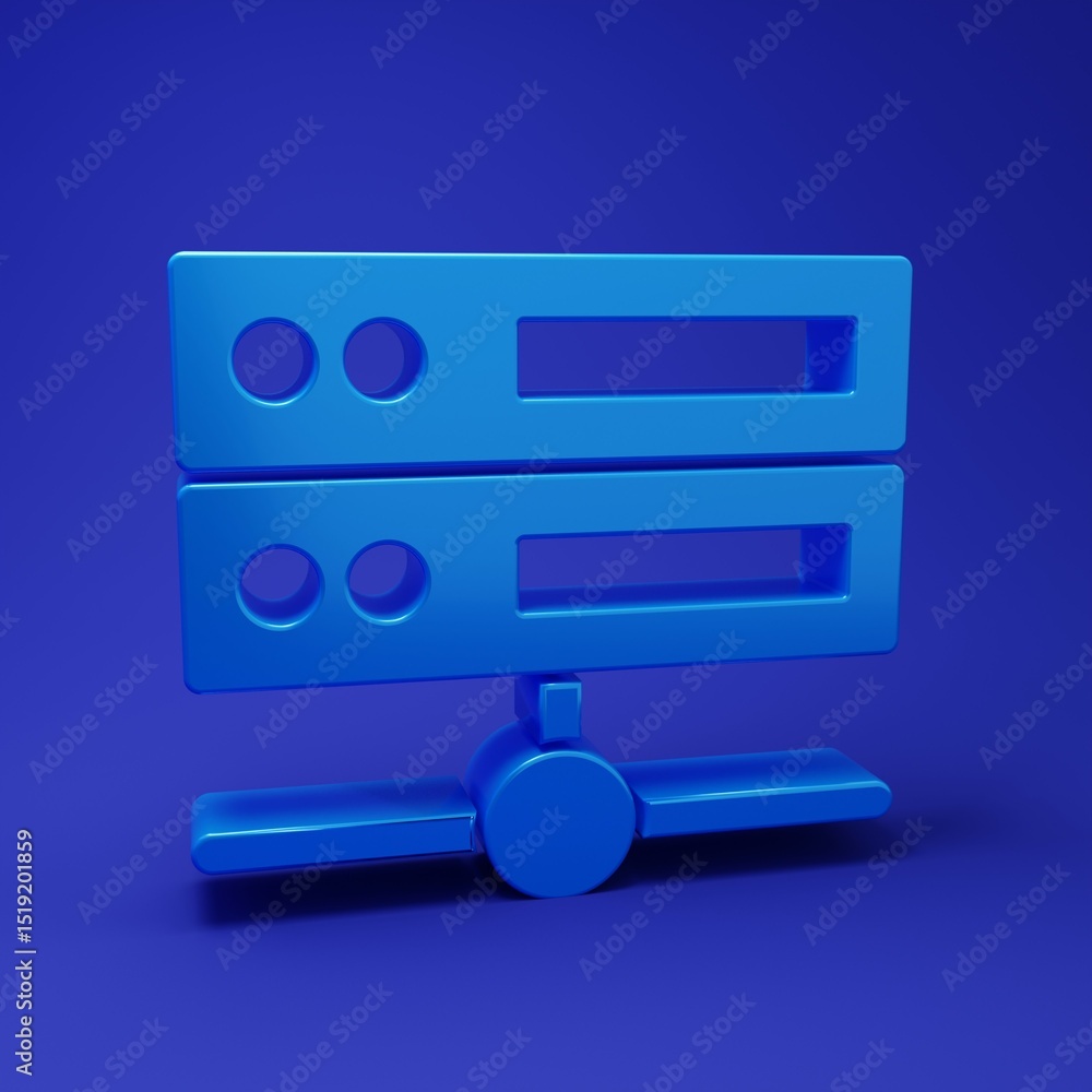 Poster blue server, data, web hosting icon isolated on blue background. minimalism concept. 3d render illus