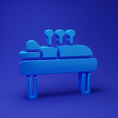 Blue Acupuncture therapy icon isolated on blue background. Chinese medicine. Holistic pain management treatments. Minimalism concept. 3D render illustration
