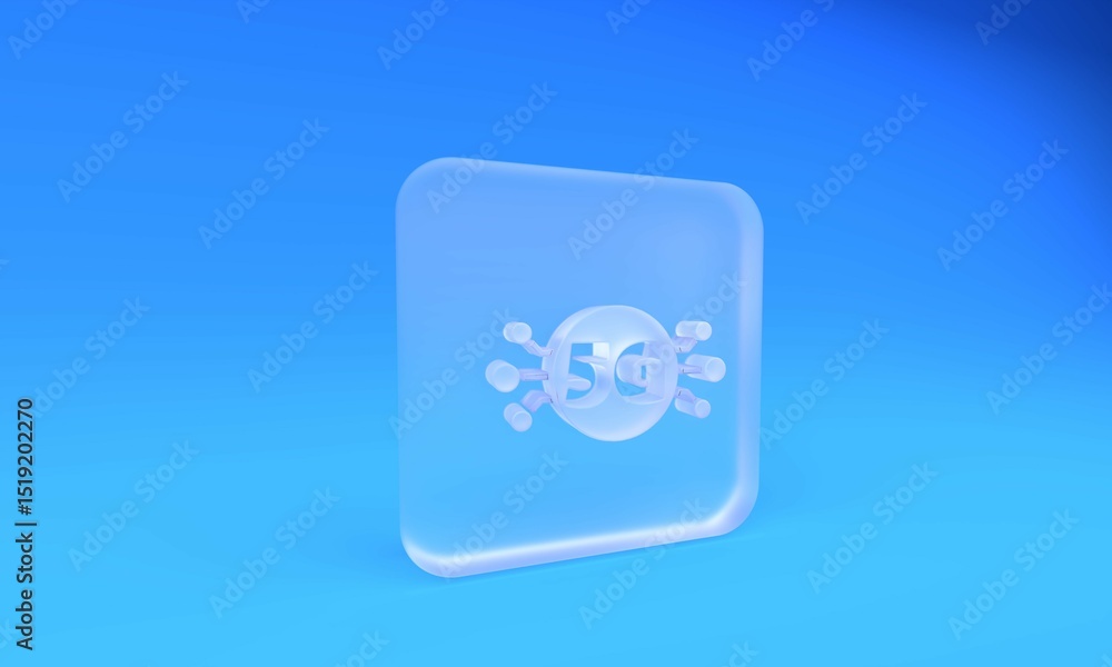 Aufkleber frosted glass 5g new wireless internet wifi connection icon isolated on blue background. global netw