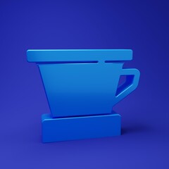 Blue V60 coffee maker icon isolated on blue background. Minimalism concept. 3D render illustration