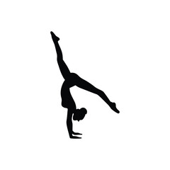 Silhouette of a person in action, running, jumping, and dancing, embodying athletic sport and fitness vector icon on white background