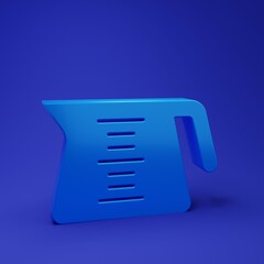 Blue Coffee pot icon isolated on blue background. Minimalism concept. 3D render illustration