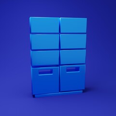 Blue Wardrobe icon isolated on blue background. Minimalism concept. 3D render illustration