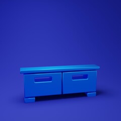 Blue Chest of drawers icon isolated on blue background. Minimalism concept. 3D render illustration