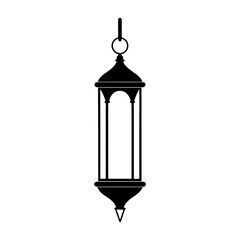 Obraz premium Old metal street lamp and lantern set, vintage urban lighting design vector illustration silhouette icon on white background