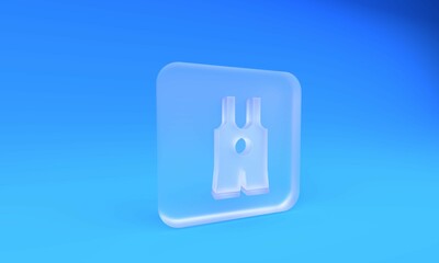 Frosted glass Wrestling singlet icon isolated on blue background. Wrestling tricot. Square frosted glass button. 3D render illustration