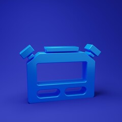 Blue Stopwatch icon isolated on blue background. Time timer sign. Chronometer sign. Minimalism concept. 3D render illustration