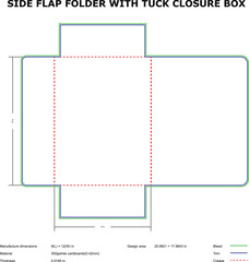 Side flap tuck closure box packaging template die-cut design