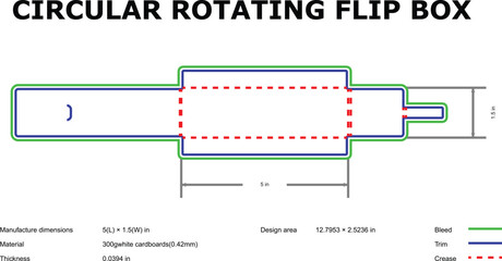 Circular rotating flip box packaging design template die-cut