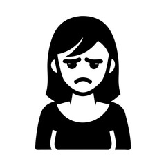girl in black dress upset silhouette vector icon on white background