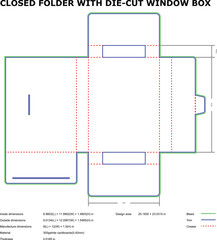 Closed folder die-cut window box template design