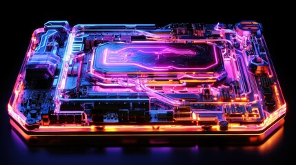 Machine learning AI processor with glowing energy, Ul.