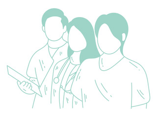 A doctor with other nurses vector design