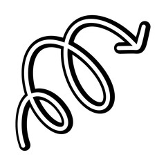 Spiral arrow doodle line icon with hand drawn design for graphic element