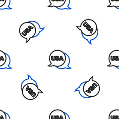 Fototapeta premium Line USA Independence day icon isolated seamless pattern on white background. 4th of July. United States of America country. Colorful outline concept. Vector