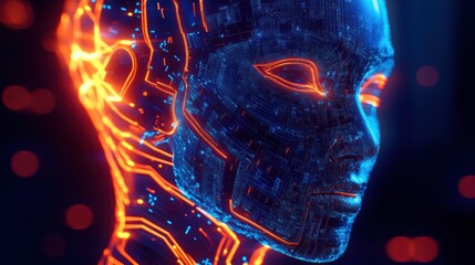 Futuristic Cyber AI Model Analyzing Global Intelligence
