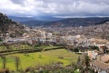 Fototapeta premium view to the town of Alcala la Real near the ancient fortress de la Mota, Andalucia, Spain