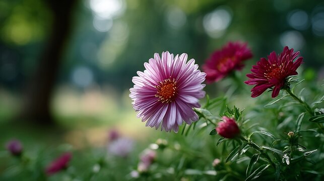 Floral symphony A pink aster in natures embrace