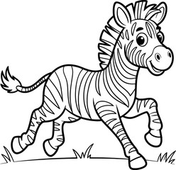 Adorable cartoon zebra running coloring page