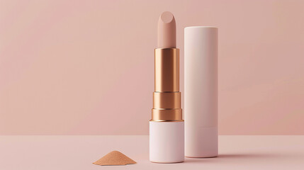Close-up of a minimalist lipstick tube and product on a pink background, suitable for beauty and fashion content. The image is staged as if for a product listing.