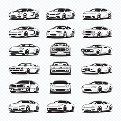 Set of Vehicle Front Silhouettes for Automotive Design