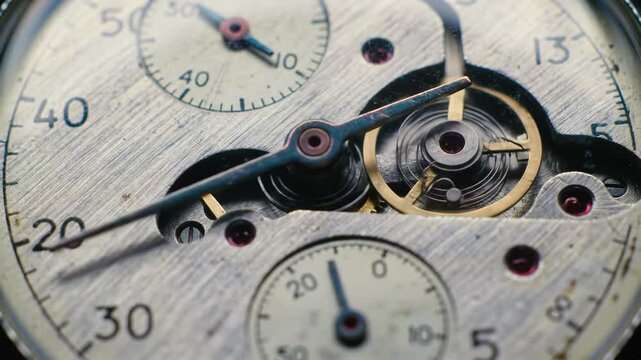 Intricate watch mechanism in motion revealing precise gear movements and rotations
