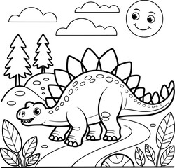 Adorable stegosaurus dinosaur coloring page for kids