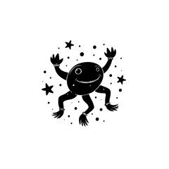 Whimsical Cartoon Character with Stars: A Playful Vector Illustration Design