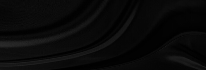 Black gray satin dark fabric texture luxurious shiny that is abstract silk cloth background with patterns soft waves blur beautiful.