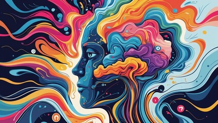 Ethical leadership in Al and emerging technologies An abstract representation of human consciousness and cognitive thou illustrating mental energy  - 1