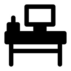 working desk black glyph icon