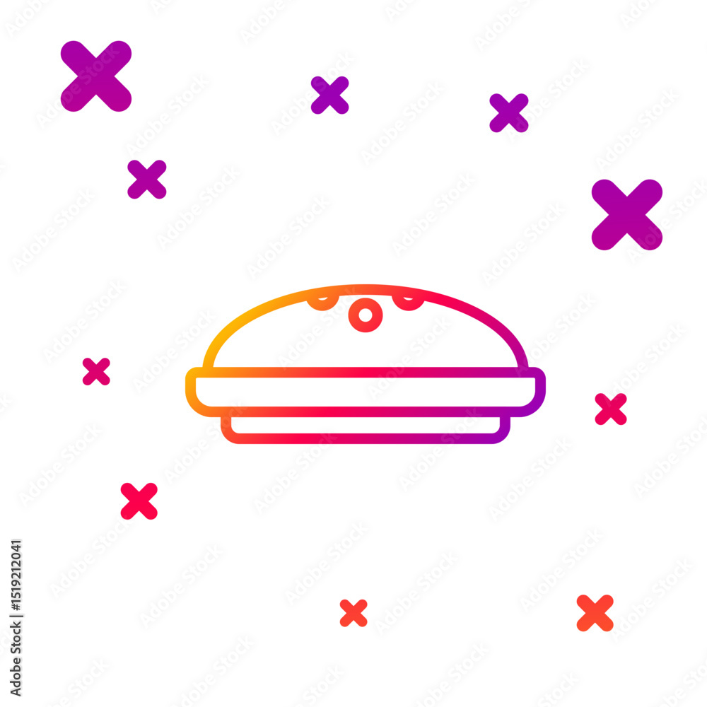 Aufkleber color line homemade pie icon isolated on white background. gradient random dynamic shapes. vector