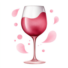 Minimalist watercolor wine glass art for elegant picnic theme decor and design projects