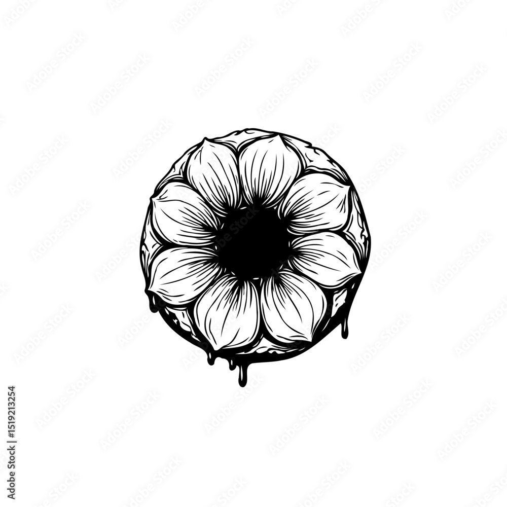 Poster unique and creative flower design with dripping effect in vector style illustration