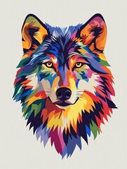 Colorful Wolf Portrait (1)
