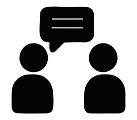 Two People Talking Face to Face Icon in Black and White