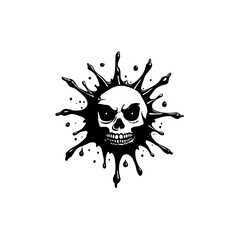 Spooky skull splash design with dark sunglasses on a white background
