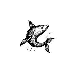 A captivating sketch of a stylized fish with whimsical design elements showcase