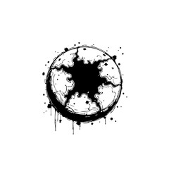 Stylized Moon with Ink Splatters: A Dark and Artistic Celestial Body Depiction