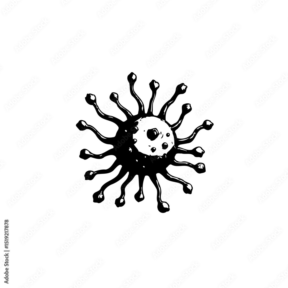 Poster abstract representation of virus or microbe with tentacles in vector illustration