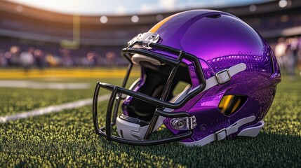 Purple football helmet on the field