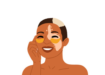 Woman applying cleansing and moisturizing face skincare products at home. Everyday skin care routine with cleanser and moisturizer. Colored flat graphic vector illustration isolated on white