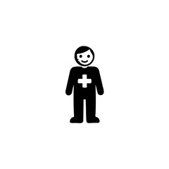 Stylized Icon of a Person with a Medical Cross Symbol on Their Chest