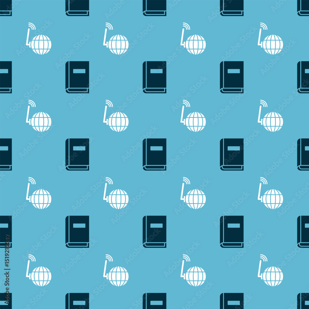 Poster set user manual and social network on seamless pattern. vector