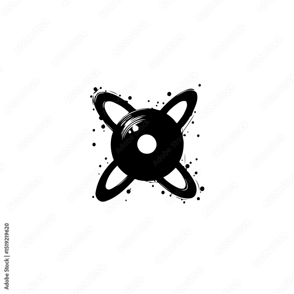 Aufkleber minimalist abstract logo design with circular and angular shapes in black and white