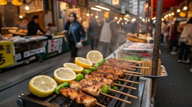 Yakitori is chicken skewers that are grilled and seasoned with a special Japanese sauce.